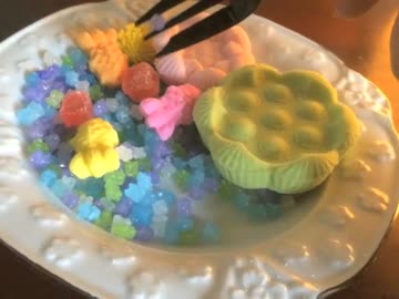 ハッカASMR 金平糖に落雁にゼリーときめくお盆のお供えの音フェチ＊ささやき声ながらゆっくり開封動画