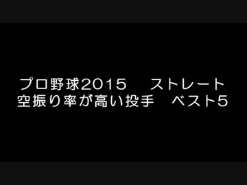 プロ野球2015　ストレート 空振り率が高い投手　ベスト5