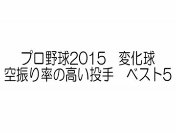 プロ野球2015　変化球 空振り率が高い投手　ベスト5
