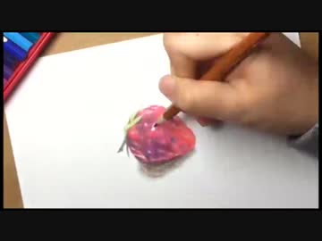 色鉛筆でイチゴを描いてみた