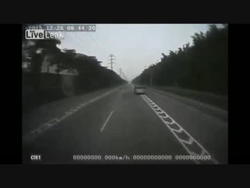 なんで直線で？一直線にトラックに特攻するチョン子。