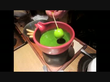 「茶寮の抹茶チョコレートフォンデュ」と「焼きそば専門店みかさ」