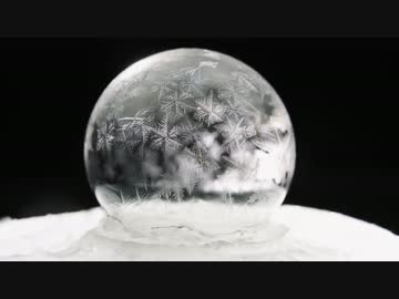 マイナス15度の世界でシャボン玉が凍っていく様子
