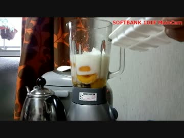 中国産桃缶使ってフルーツ牛乳作って飲むよ