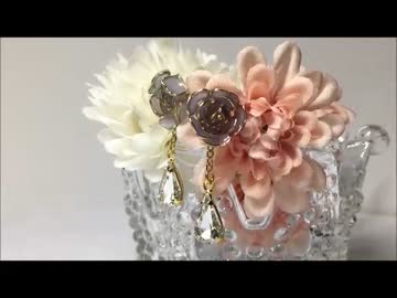 ２WAY【UVレジン】丸カンで薔薇ピアスを作ってみました♪
