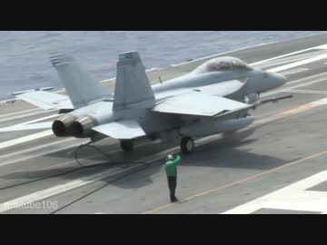 難しい空母への着艦・ワイヤー引っかけミス多発【FA-18 戦闘機】