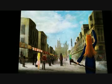 朝の街の大通りで