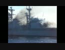 射撃演習で蜂の巣にされる軍艦