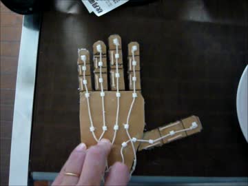 段ボールで動く手を作った