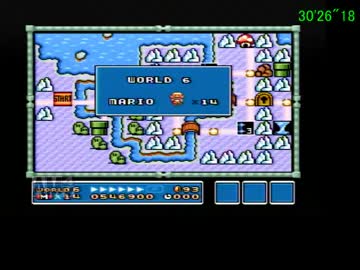【SFC】スーパーマリオブラザーズ３　笛無しTA  53分59秒　W6　4/6