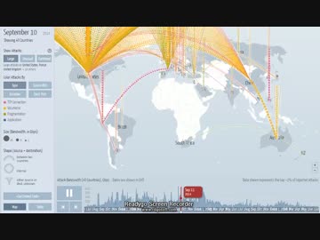 【Digital Attack Map】東方ボーカル付サイバー攻撃可視化Ver。。