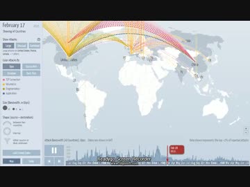 【Digital Attack Map】東方ボーカル付サイバー攻撃可視化Ver。。
