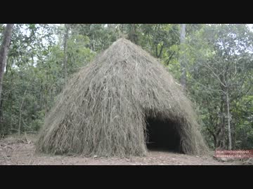 ホモと学ぶ草小屋.Grass hut