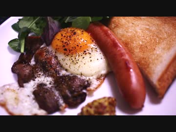 ベーコンエッグとスムージー♪　～即席ベーコンで！～【朝食料理祭】