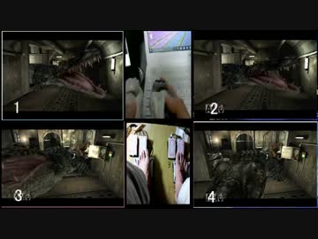 【実況】 バイオ２を８足ペダルと４PS片コンを使い ４画面同時プレイ part9