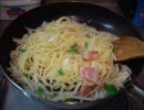 ベーコンとピーマンのパスタ