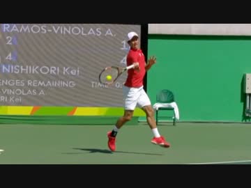 リオオリンピック　テニス1回戦　錦織圭VSアルベルト・ラモス　Part3