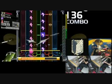 紅蓮の弓矢と自由の翼を繋げて弾いてみたのドラム譜面を作ってみた