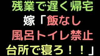 残業で遅く帰宅 嫁「飯なし風呂トイレ禁止。台所で寝ろ！！」【2ch】