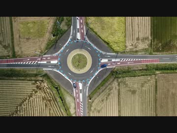 田上町のラウンドアバウトを上から見てたら3周回って逃げるヤツに遭遇!!