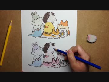 3色の色鉛筆でデジタルの色合いを再現してみる【どうぶつさん】