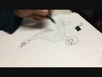 スパイダーマンさんを描いてみたよ。