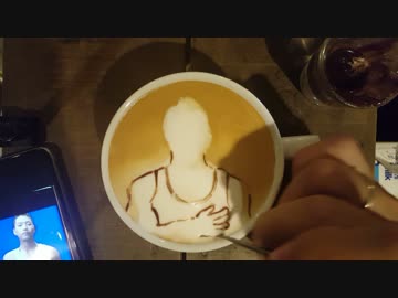 ラテアートに描かれたゆうさく