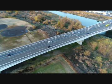 多摩川に架かる石田大橋からの綺麗な夕日（ロングバージョン）[720p]