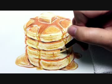 色鉛筆でパンケーキを描いてみた