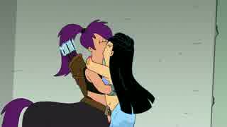 Futurama Bender's Game - Leela And Amy Kiss - Lesbian Kissing