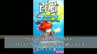 白猫テニス　クリスマス２０１６記念ガチャ　チケット１０連！！