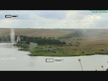 親ロシア派機甲部隊の敵前渡河演習（ルガンスク）2016.7（訳あり）