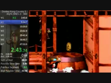 スーパードンキーコング3any%RTA 47:29 (実機)