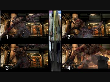 4画面　バイオハザード3 4片コン 8足ペダル駆使しクリア 病院　後半