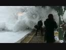 【アメリカ】　列車が駅のホームで豪快に雪を吹っ飛ばす