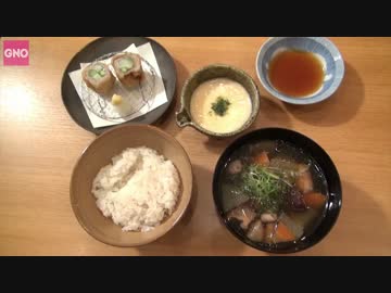 くろっきクッキング【麦とろ・けんちん汁・アスパラの肉巻き揚げ編】