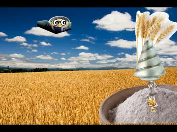 小麦粉を脱穀するアライさん