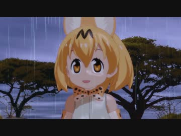 雨の中でも微動だにしないサーバルちゃん