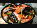 【車庫めし】シーフードパエリア【ブッシュクラフト】