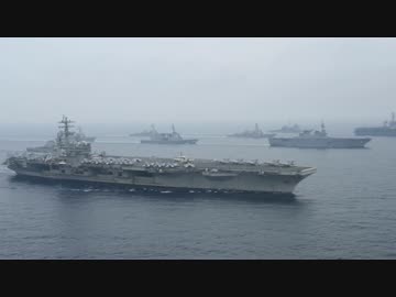 日本海に展開している日米艦隊