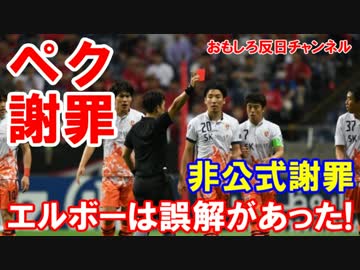 【韓国ペクが訪日謝罪】 エルボーは誤解だ！浦和は謝罪拒否だ！