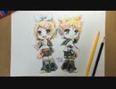 色鉛筆で鏡音リンちゃん＆レンくんを塗ってみた