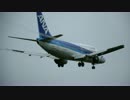 翼から渦を出しながら仙台空港RWY２７に着陸するB3