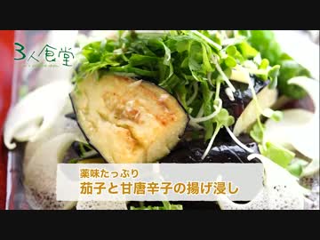 【３人食堂】茄子と甘唐辛子の揚げ浸し【シークリゾットトイキ】ニ品目