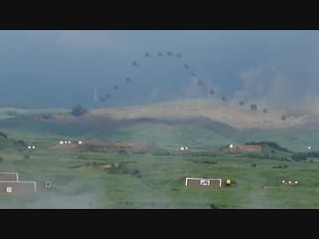 2017自衛隊総火演習　特科大隊　着弾による富士山