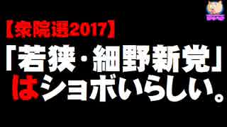 【衆院選2017】若狭・細野新党は想像以上にショボいらしい。