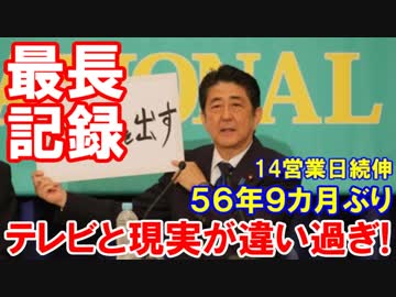 【アベノミクス大失敗】 テレビと違う！５６年９カ月ぶりの最長記録！