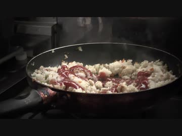 夜勤明けに、へべれけでケチャップ炒飯を作ってみた