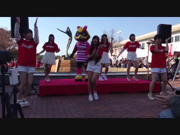 ツエーゲン金沢　夏色のナンシーを踊るナンシーとヤサガラス