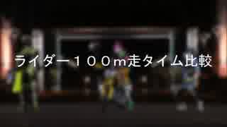 ライダー１００ｍ走タイム比較